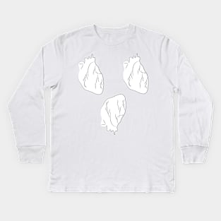 Black and white Anatomical Heart Pattern Kids Long Sleeve T-Shirt